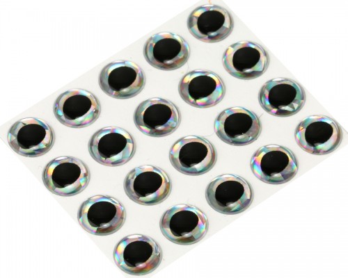 3D Epoxy Fish Eyes, Holographic Silver, 10 mm